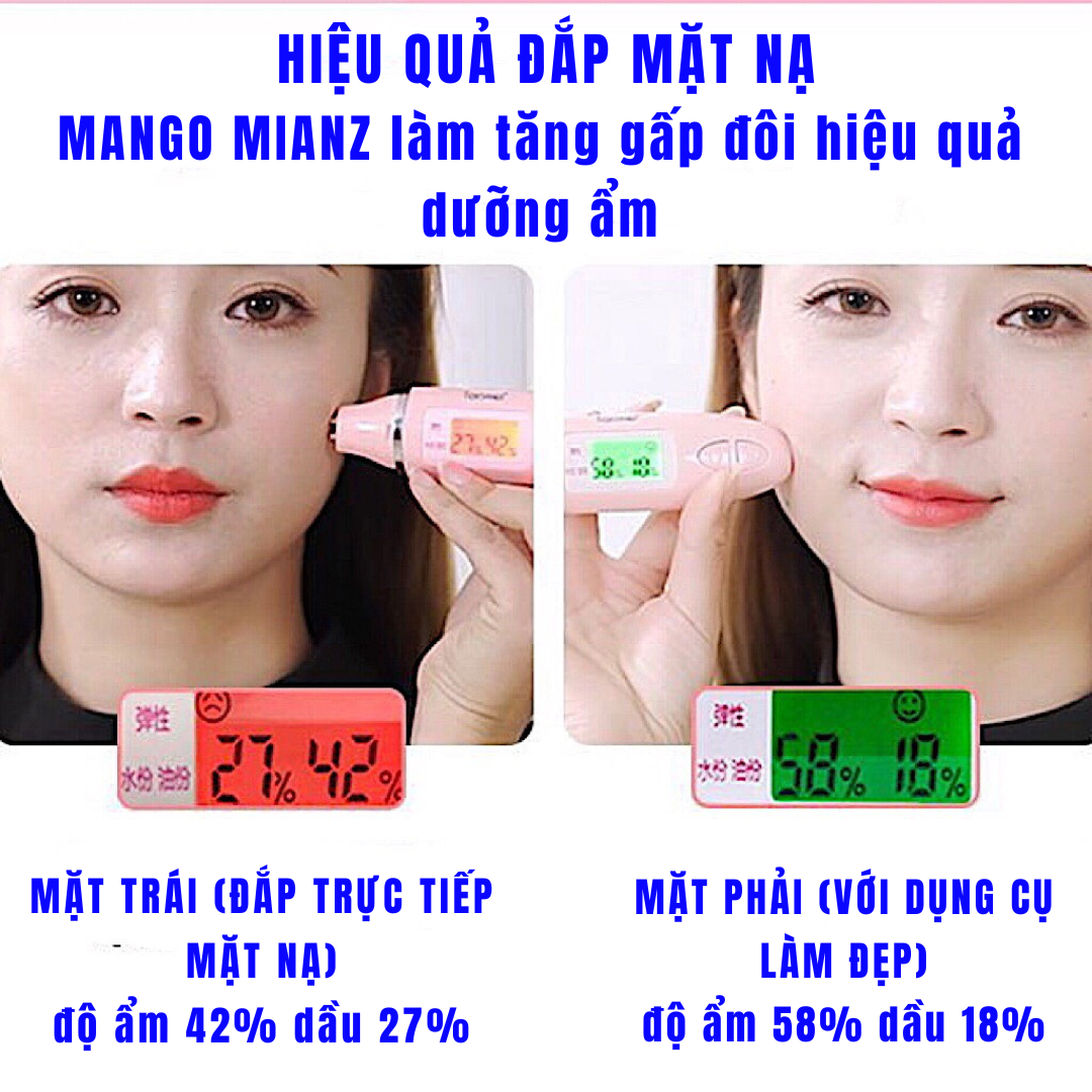 Máy rửa mặt Mango Mianz đẩy dưỡng chất serum tinh chất toner lotion, làm sạch sâu, silicone siêu mềm, ánh sáng sinh học