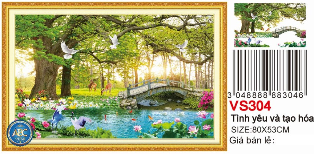Tranh đính đá tình yêu và tạo hóa VS304 - 80 x 53 cm - chưa đính