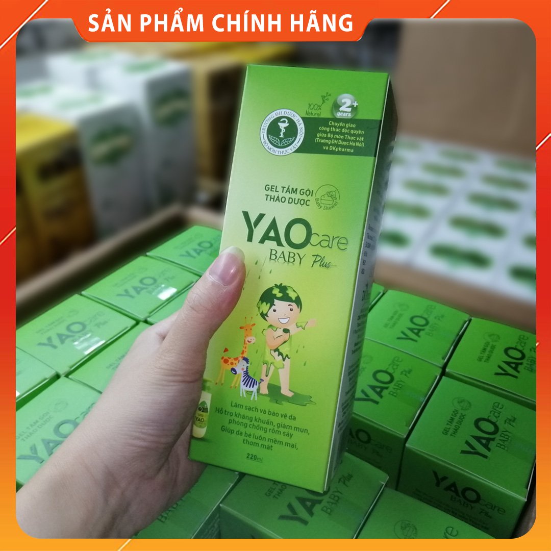 Gel tắm gội thảo dược DK Pharma Yaocare Baby Plus cho bé từ 2 tuổi - Chai 220ml - HSD 24/03/2023