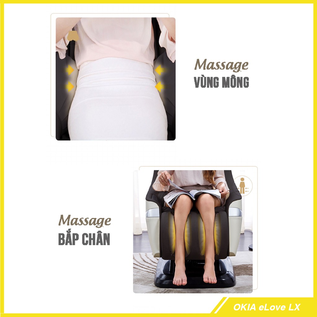 Ghế Massage Toàn Thân OKIA eLove LX KWH963 - Mát Xa Toàn Thân - Mát Xa Vai Cổ, Chân, Lưng, Tay