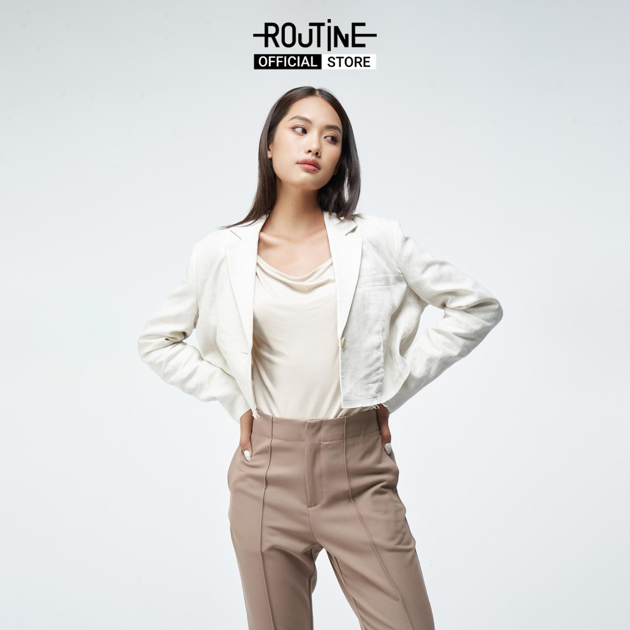 Áo Khoác Vest Nữ Crop Lai Tay Dài Trơn Form Relax - Routine 10S21VESW002