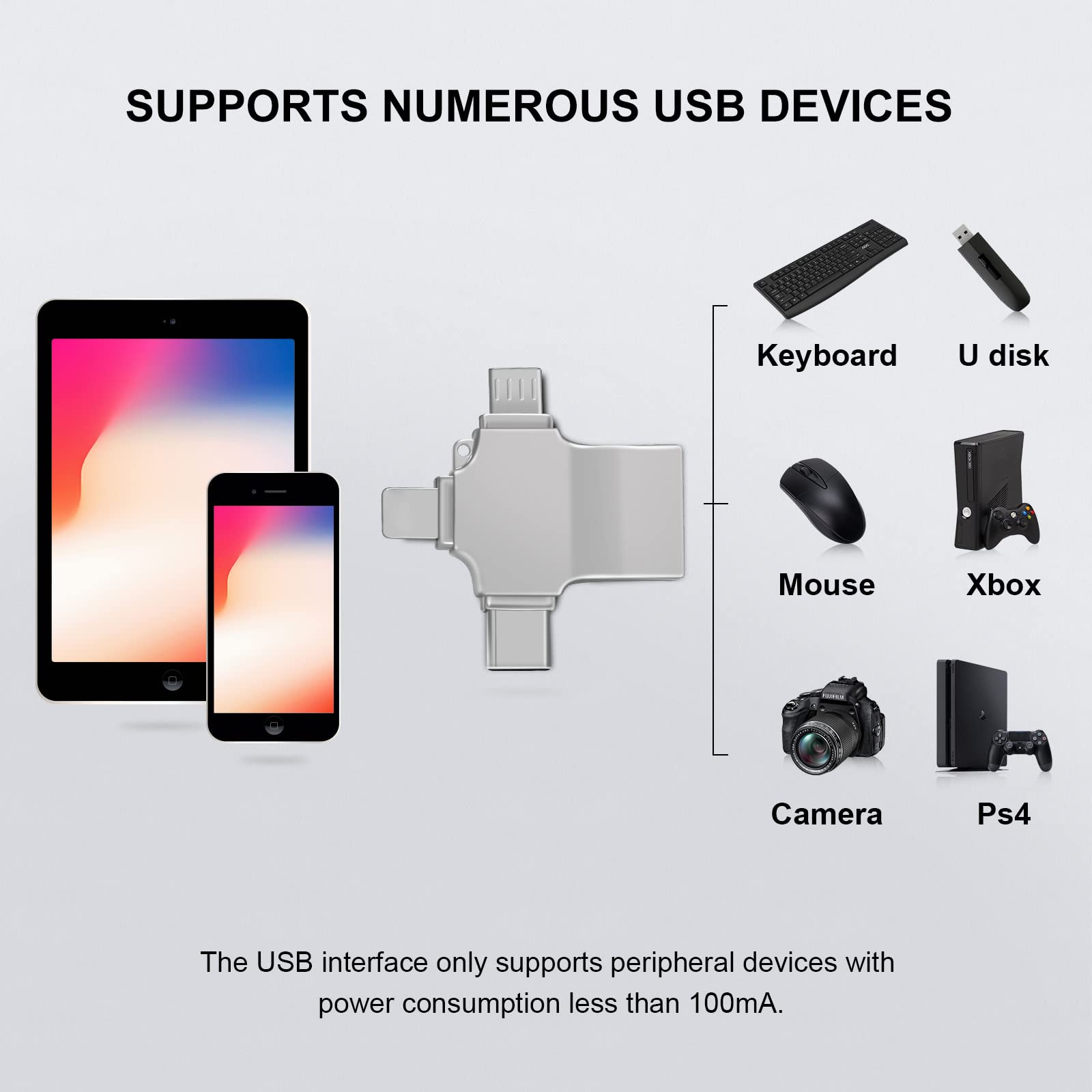 Bộ chuyển đổi OTG 3 trong 1 sang USB 3.0 cho điện thoại, máy tính bảng, laptop hỗ trợ kết nối ỗ trợ ổ flash USB, đầu đọc thẻ, bàn phím và chuột, máy ảnh