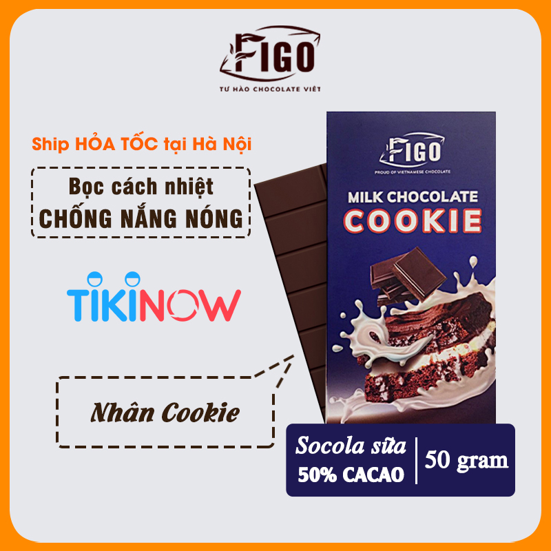 Combo 3 Thanh Kẹo Socola Milk Chocolate 50% Cacao Figo 50gr nhân hạt Điều, Hạnh Nhân, Sữa Dừa