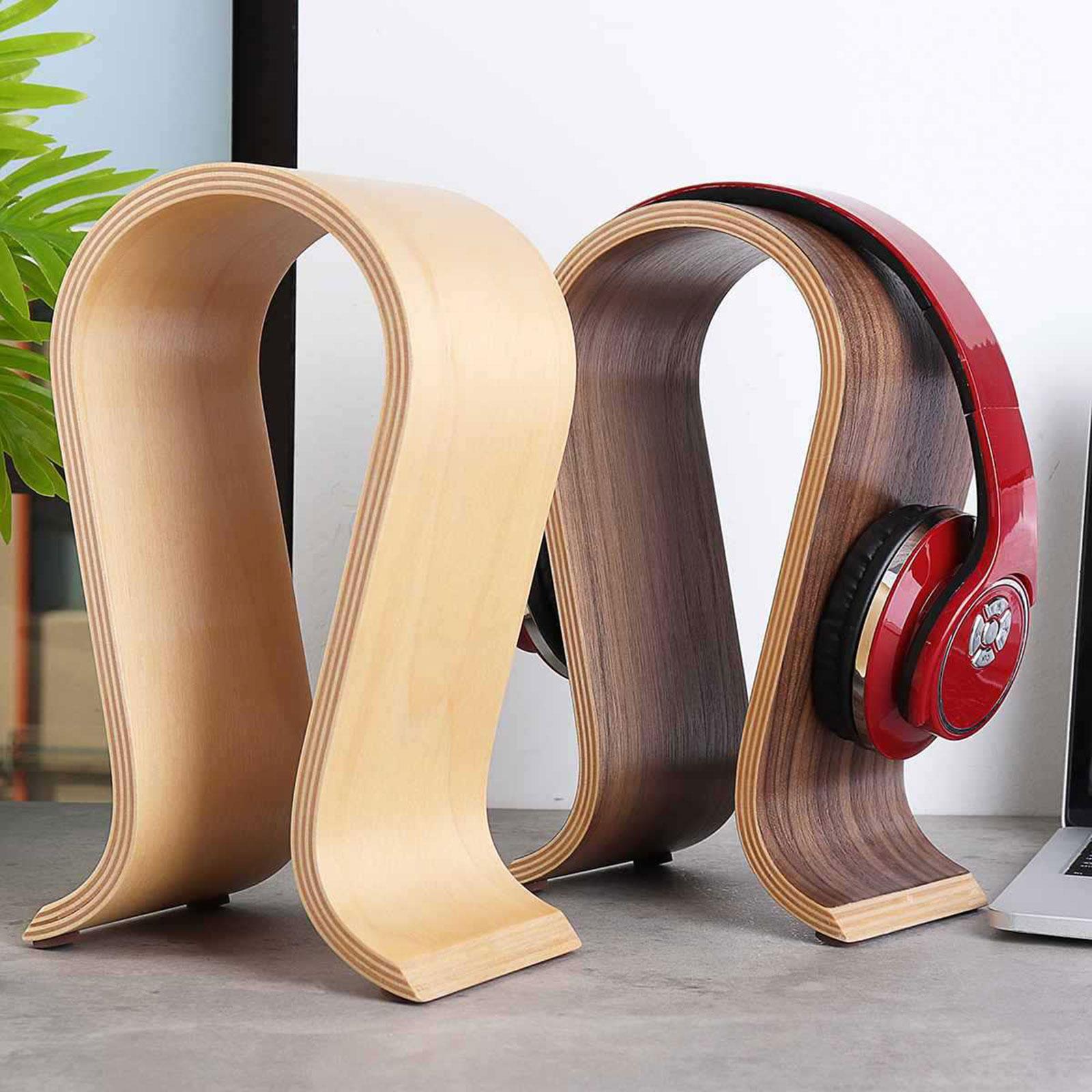 Wooden Headphone Holder Supporting Bar Desk Organizer Headset Display Stand for DJ Headset