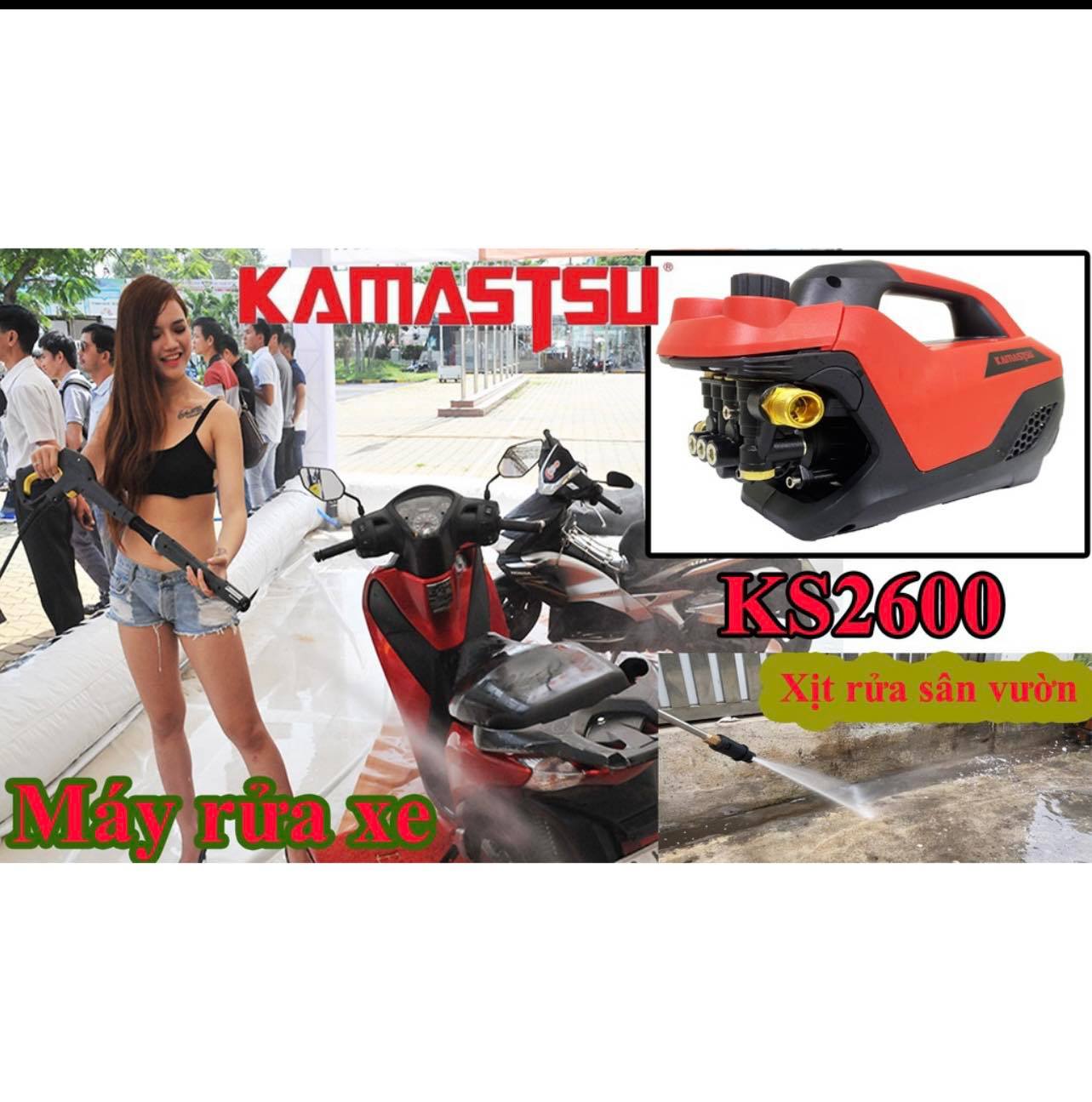 Máy rửa xe có chỉnh áp KAMASTSU KS2600 2600w màu đỏ / đen | chống giật | chống cháy