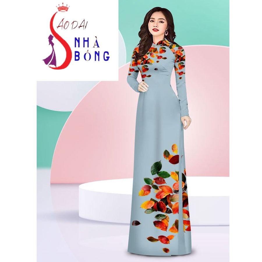 Vải may áo dài cao cấp in họa tiết hoa 4D - V08 (nguyên bộ