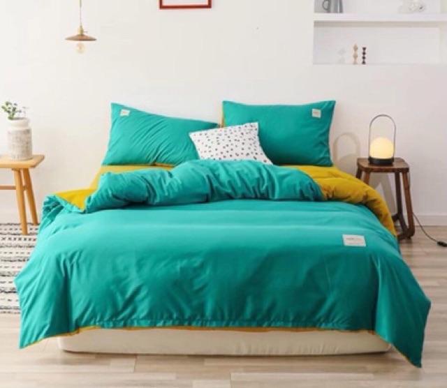 Set Cotton Tici Nhập Khẩu 4 Món Màu Vàng Pha Xanh