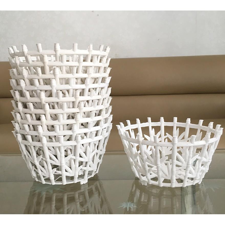 Bộ 10 chậu trồng lan lá tre trắng hoặc nâu size 22cm x 14cm