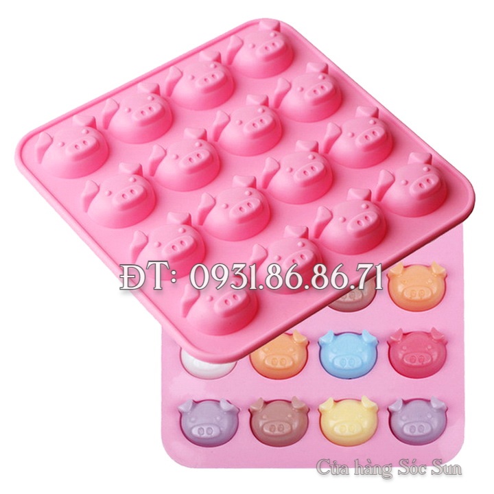 Khuôn silicon 16 mặt heo con – Mã số 1087