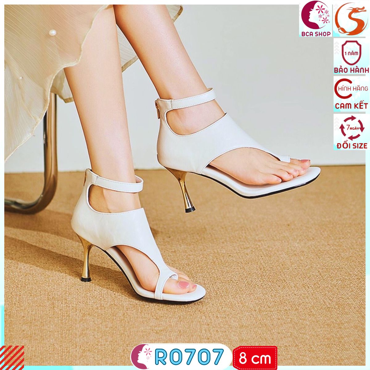 [HIỆN ĐẠI + CÁ TÍNH] Sandal Cao Gót 8 Phân RO707 ROSATA Giúp Chị Em Tỏa Sáng Theo Từng Bước Chân