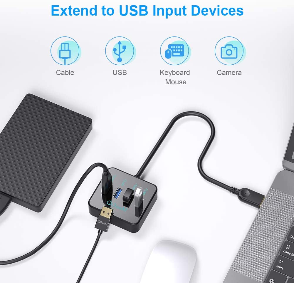 Bộ hub đa năng QGeeM chia 4 cổng USB 3.0, đen-Hàng Chính Hãng