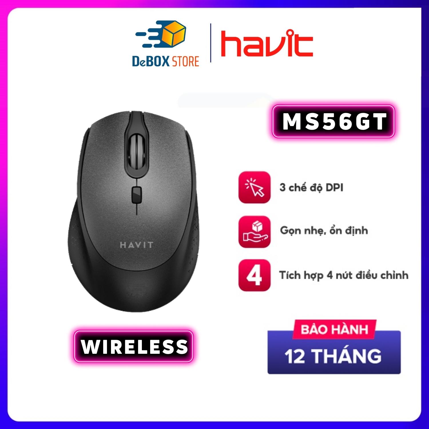 Chuột Không Dây HAVIT MS56GT 3 Chế Độ DPI, Tích Hợp 4 Nút Điều Chỉnh - Hàng Chính Hãng