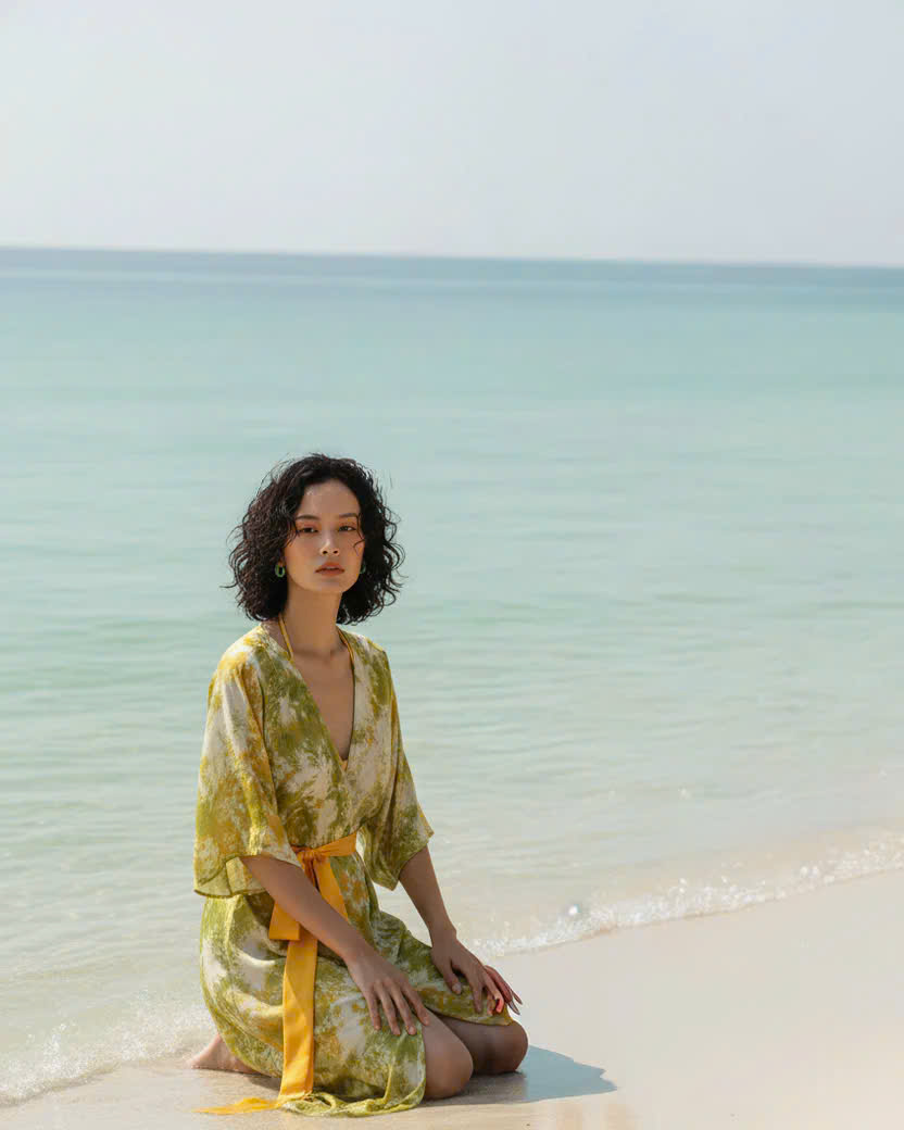 Áo Khoác Kimono Lụa Tơ Tằm Loang Màu Vân Kim Top247 Thời trang thiết kế Hity