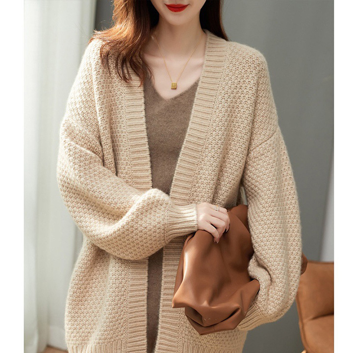 Hình ảnh Áo khoác cardigan len nữ form rộng, len rệt tổ ong dày dặn ấm áp ArcticHunter, thời trang thương hiệu chính hãng - Be