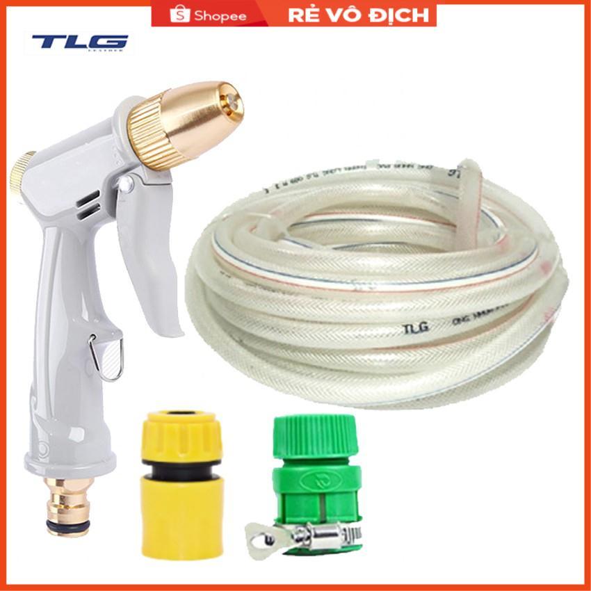 Bộ dây vòi xịt nước rửa xe, tưới cây tăng áp 3 lần, loại 3-5m (cút nhựa nối nhựa xanh) 206846