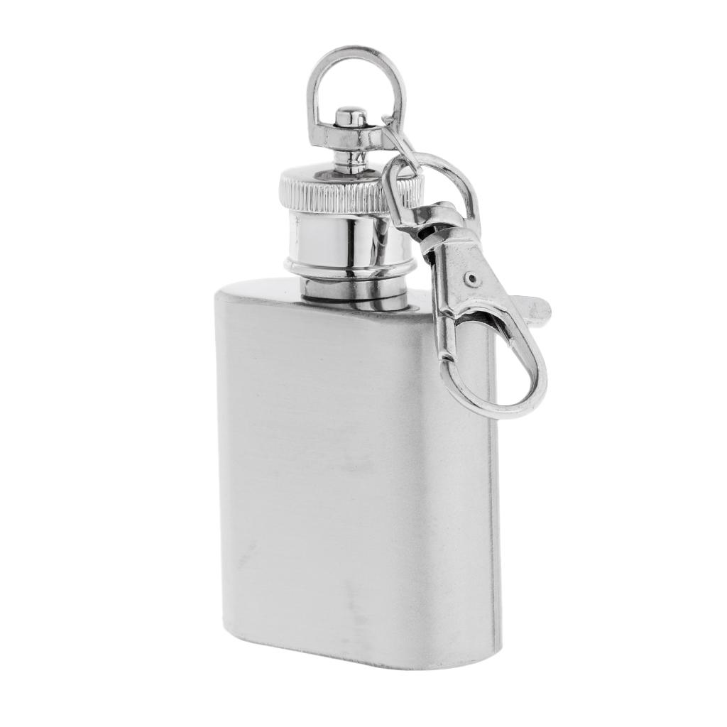 Mini Pocket Hip Flask Key Keychain Stainless Steel Liquor Barware 28ml