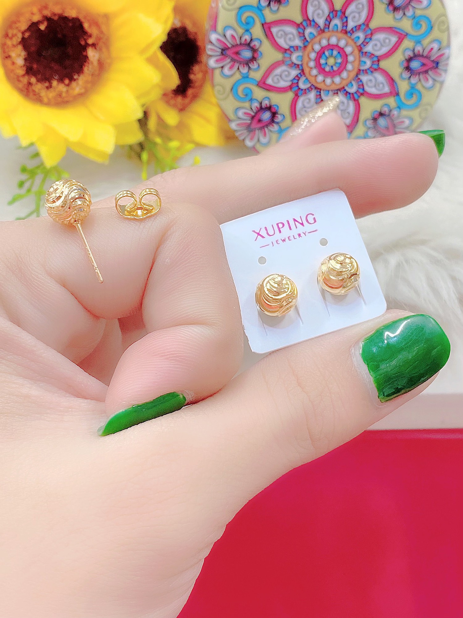 Bông tai nụ tròn mạ 24.k cao cấp H705