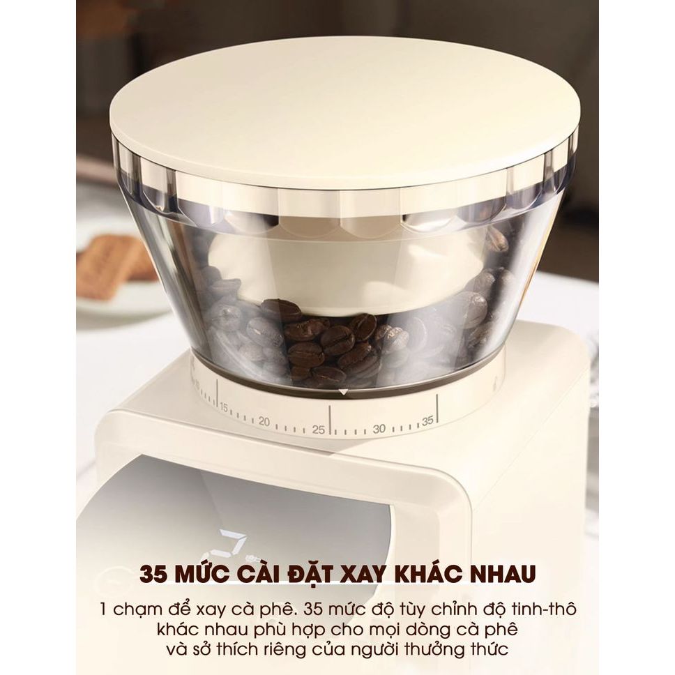 Máy xay hạt cafe Winci, 35 chế độ xay, màn hình cảm ứng, xay mịn - Hàng chính hãng