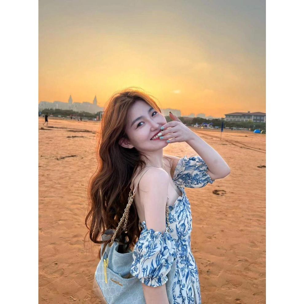 Đầm hoa trễ vai cao cấp - V05