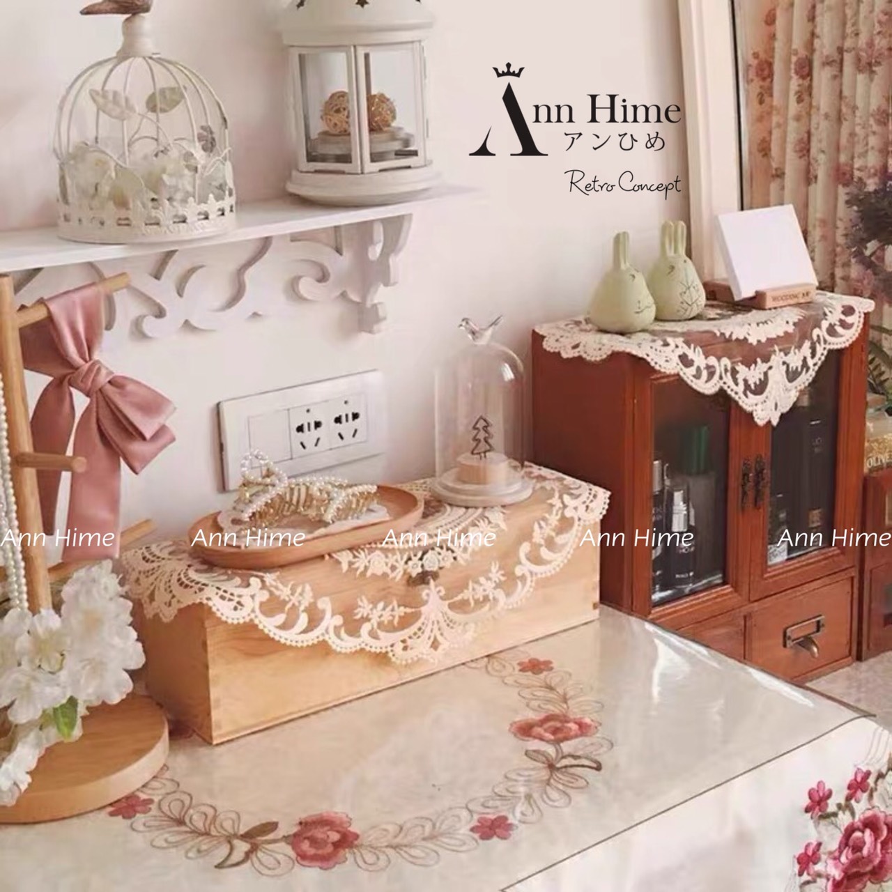 Khăn Trải Bàn Vải Ren Decor Bàn Ăn & Phòng Khách Sang Trọng Chữ Nhật