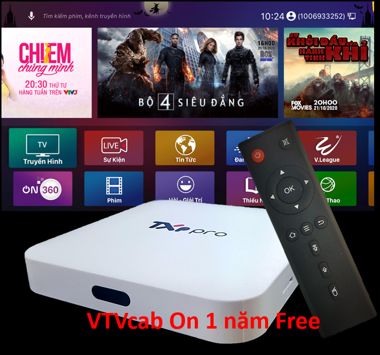 Android Tivi Box TXP Pro Truyền hình vtvcap On Bản Quyền HĐH Android 9 Ram 2G Rom 16G Chip Amlogic 905 - Hàng Chính Hãng