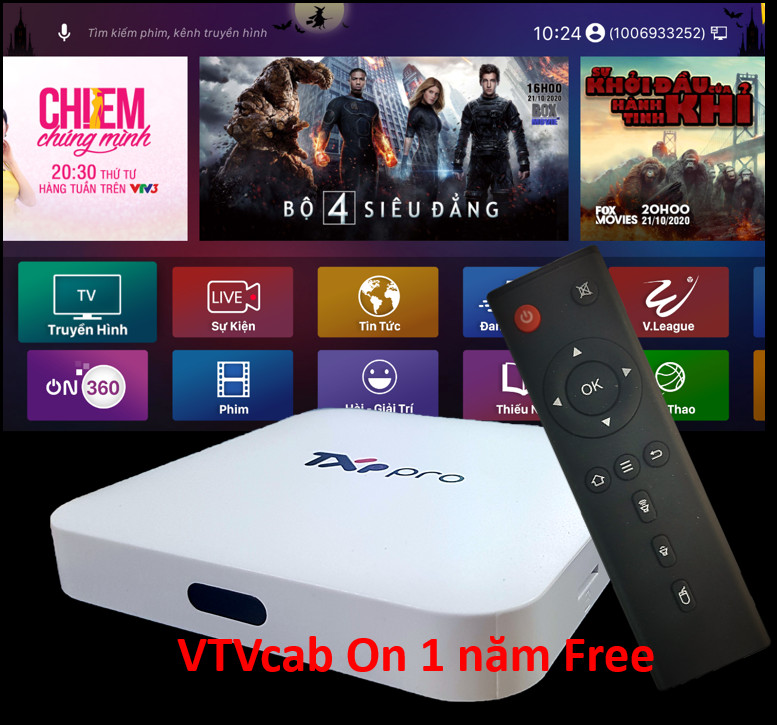 Tivi Box TXP Pro kèm ĐK giọng nói G10S tích hợp Chuột bay, xem truyền hình miễn phí HĐH Android 9 Ram 2G Rom 16G Chip Amlogic 905 - Hàng Chính Hãng