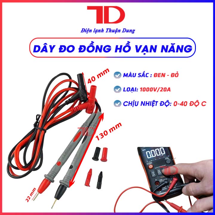 Dây thử của đồng hồ điện tử, Que đo dây đo đồng hồ vạn năng 20A 1000V mềm dẻo chất lượng cao, Cặp bút thử điện - Điện Lạnh Thuận Dung