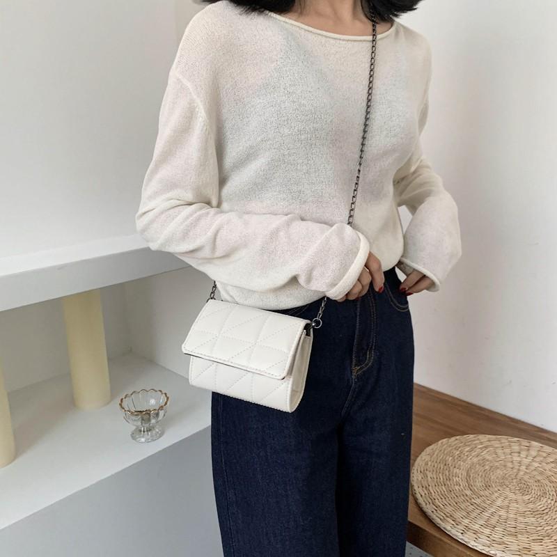Small Bag Women's Bag Korean Style Simple All-Match Fashion Diamond Chain Shoulder Bag Messenger Bag
