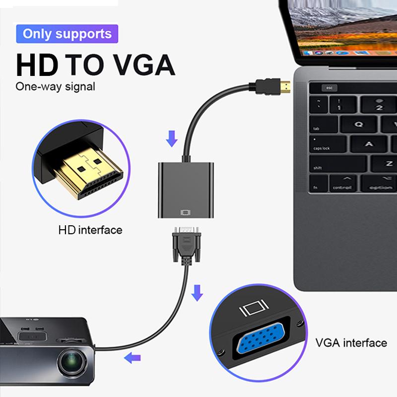 Nét Cao 1080P Cáp chuyển đổi HDMI Sang VGA, HDMI Sang VGA Cho Máy Tính, Máy Tính Xách Tay, Tivi, Máy Chiếu