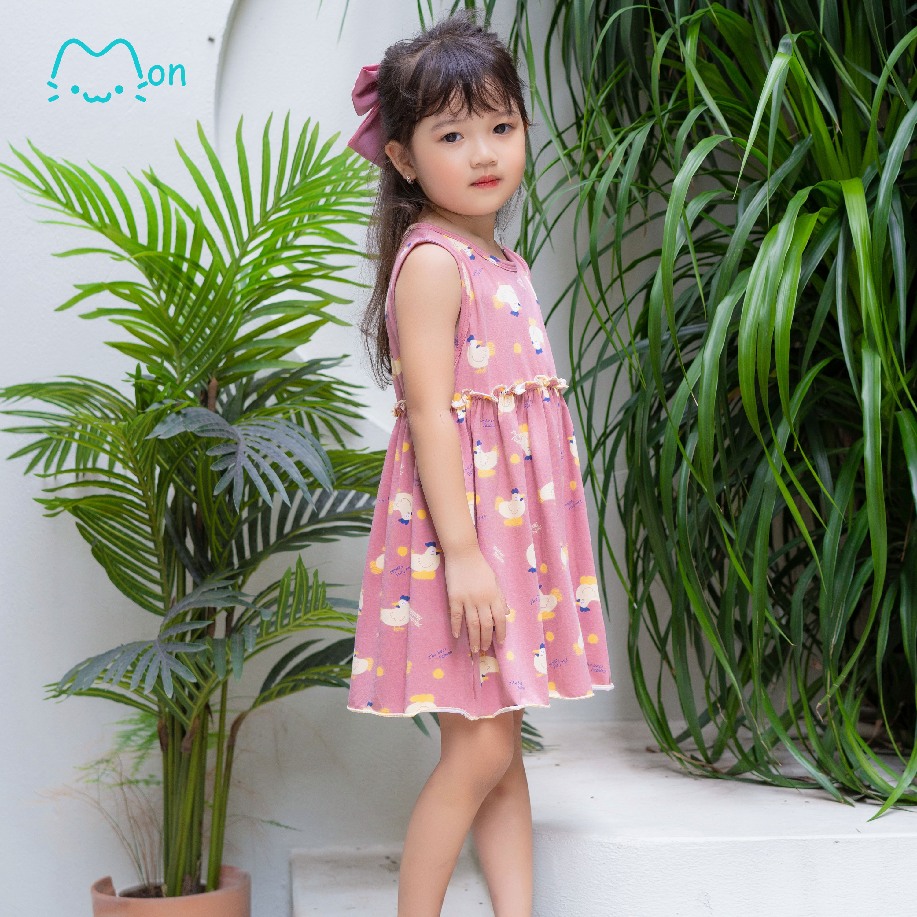 Váy bé gái mùa hè chất cotton họa tiết xinh xắn phù hợp mặc nhà, đi chơi cho bé 2,2,4,5,6,7,8,9,10,11,12 tuổi MV2232-BR