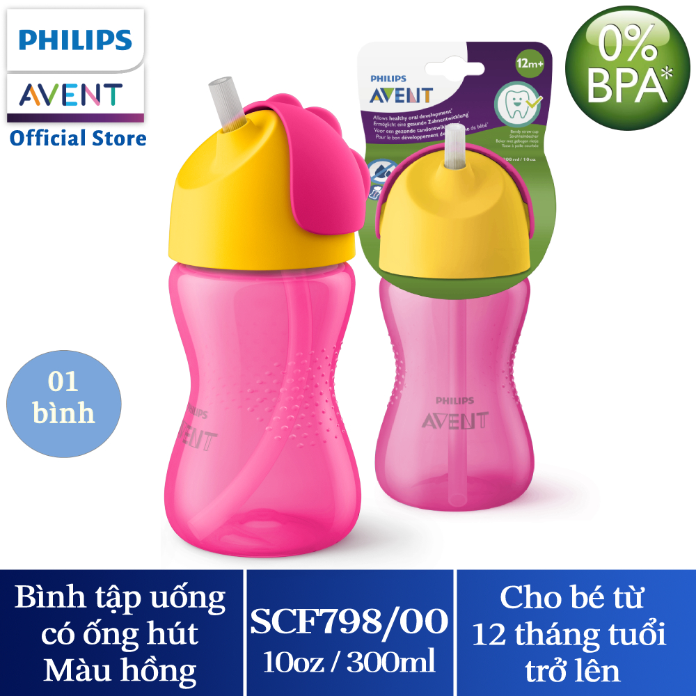 Bình tập uống bằng nhựa có ống hút hiệu Philips Avent (300ml/10oz) cho bé từ 12 tháng tuổi 798/00