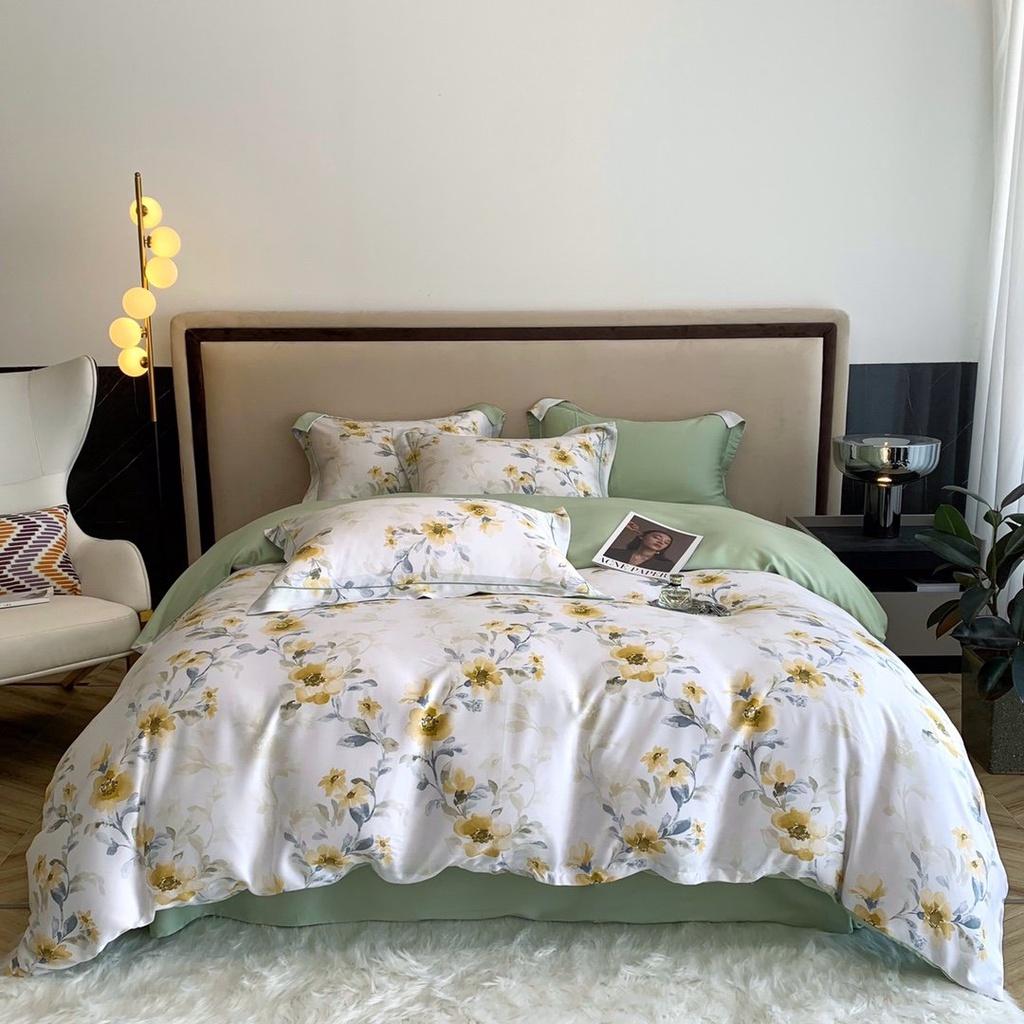 Bộ chăn ga gối lụa 100%Tencel 60s Họa tiết cao cấp, siêu mềm mát mịn - DESIGN 403