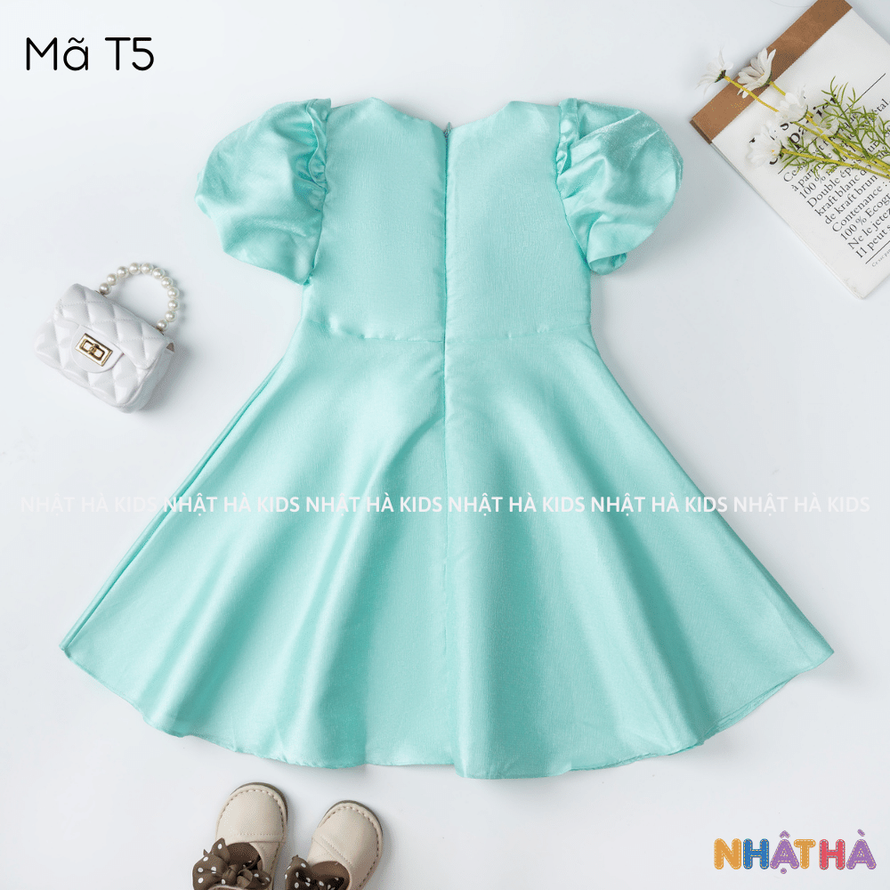 Váy đỏ cho bé gái T5 chát liêu tafta cổ điệu siêu điệu size đại 11-45kg
