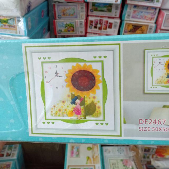 Tranh đính đá đồng hồ hoạt hình tuyệt đẹp kt 50_50cm hình thật