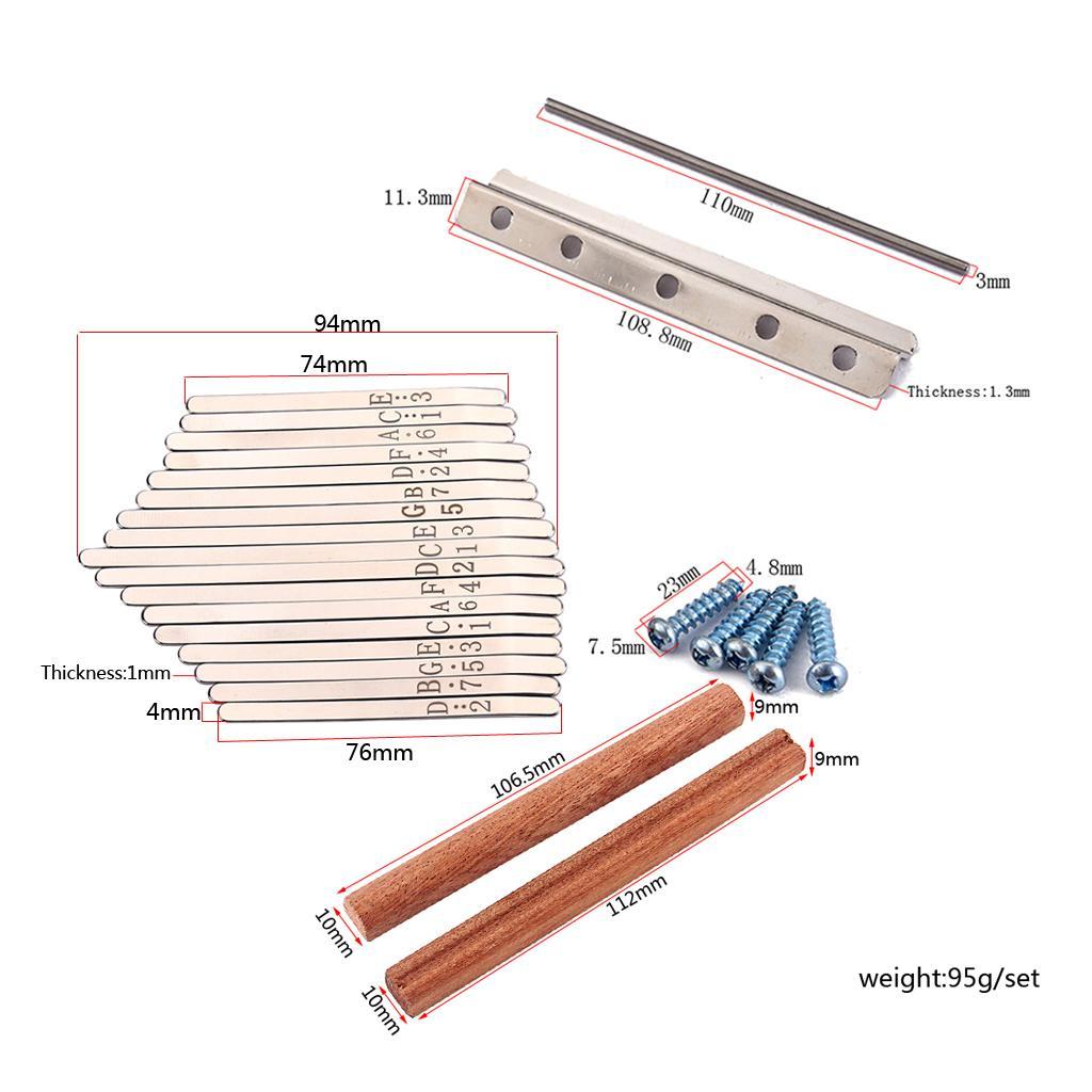 3x 17 Key Kalimba Keys + Thumb Piano Bridge for Musical Instrument DIY Parts