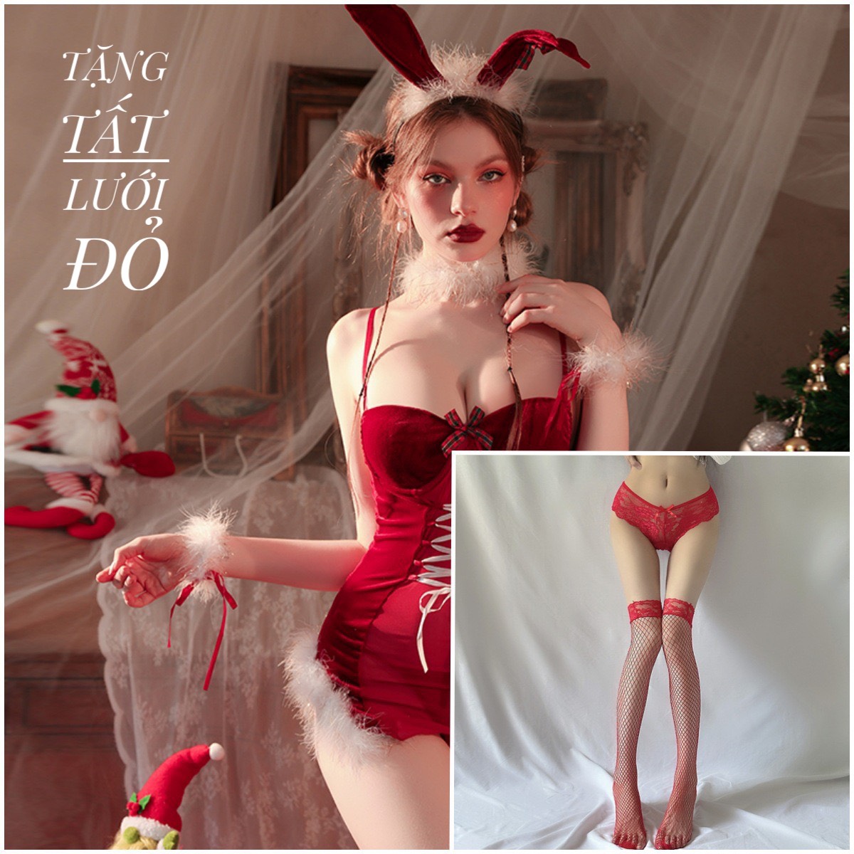 Bộ Cosplay Thỏ Noel (Kèm Tất) - B.Lingerie