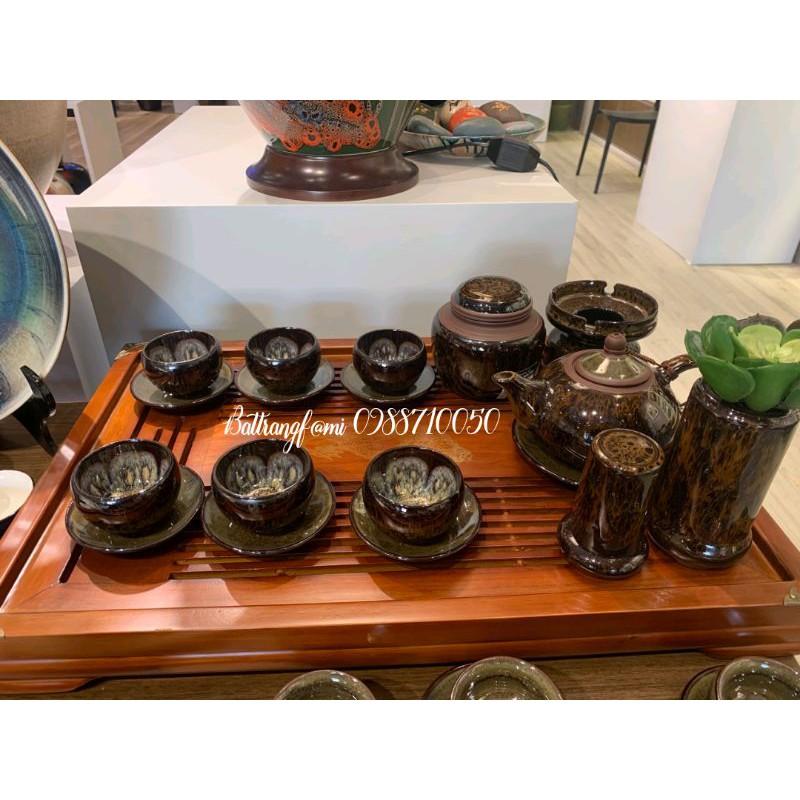 Bộ ấm trà men hoả biến nâu coffee cao cấp
