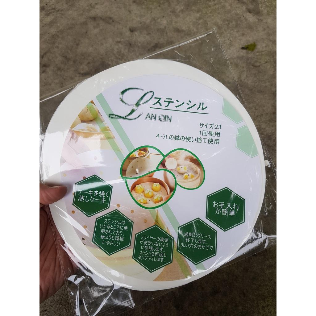 Giấy nến tròn đục lỗ size 23cm 100 tờ cho hấp, nướng, nồi chiên không dầu