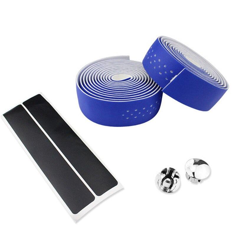Bicycle Handlebar Tape Mountain Road Bike PU Leather Perforated Belt With 2 Plugs Breathable Handle Bar Wrap Straps RR7188
