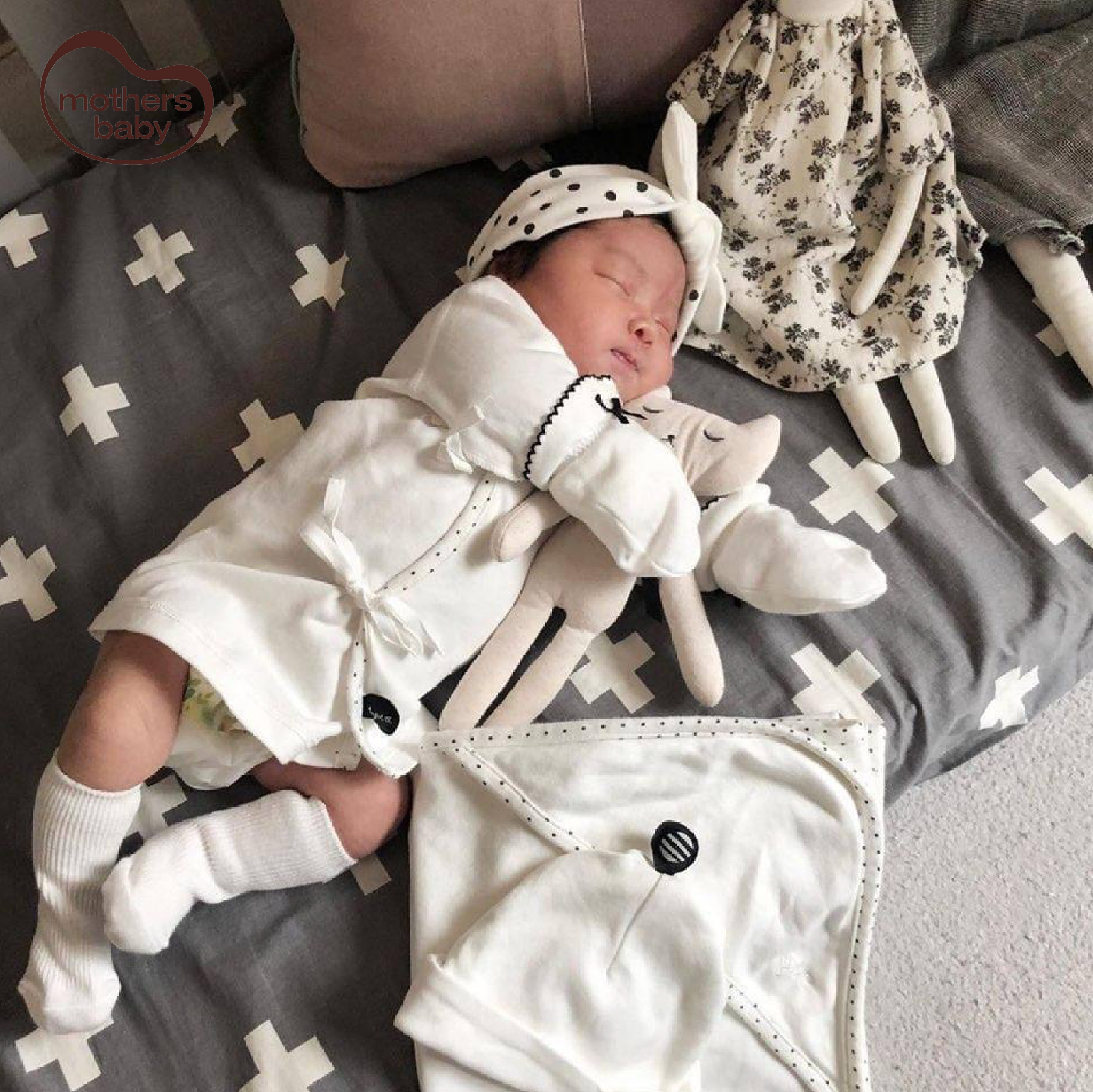 Set Sơ Sinh Cao Cấp 5 Món Đóng Hộp Xinh Xắn - Thương hiệu Angel B, Mothersbaby Hàn Quốc