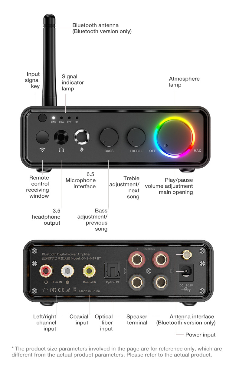 SOAIY Bộ Khuếch Đại Công Suất Kỹ Thuật Số Amplifier Bluetooth Tích Hợp DSP Hỗ Trợ Đầu Vào RCA Coaxial Optical 6.5mm M19 BT - Hàng Nhập Khẩu