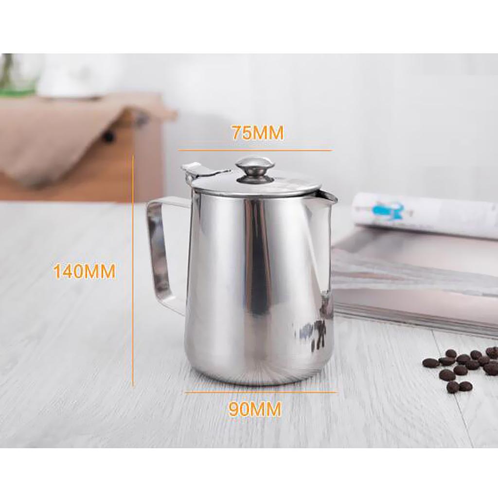 2x Stainless Steel Coffee Mug Craft Latte Milk Frother with Lid 600ml