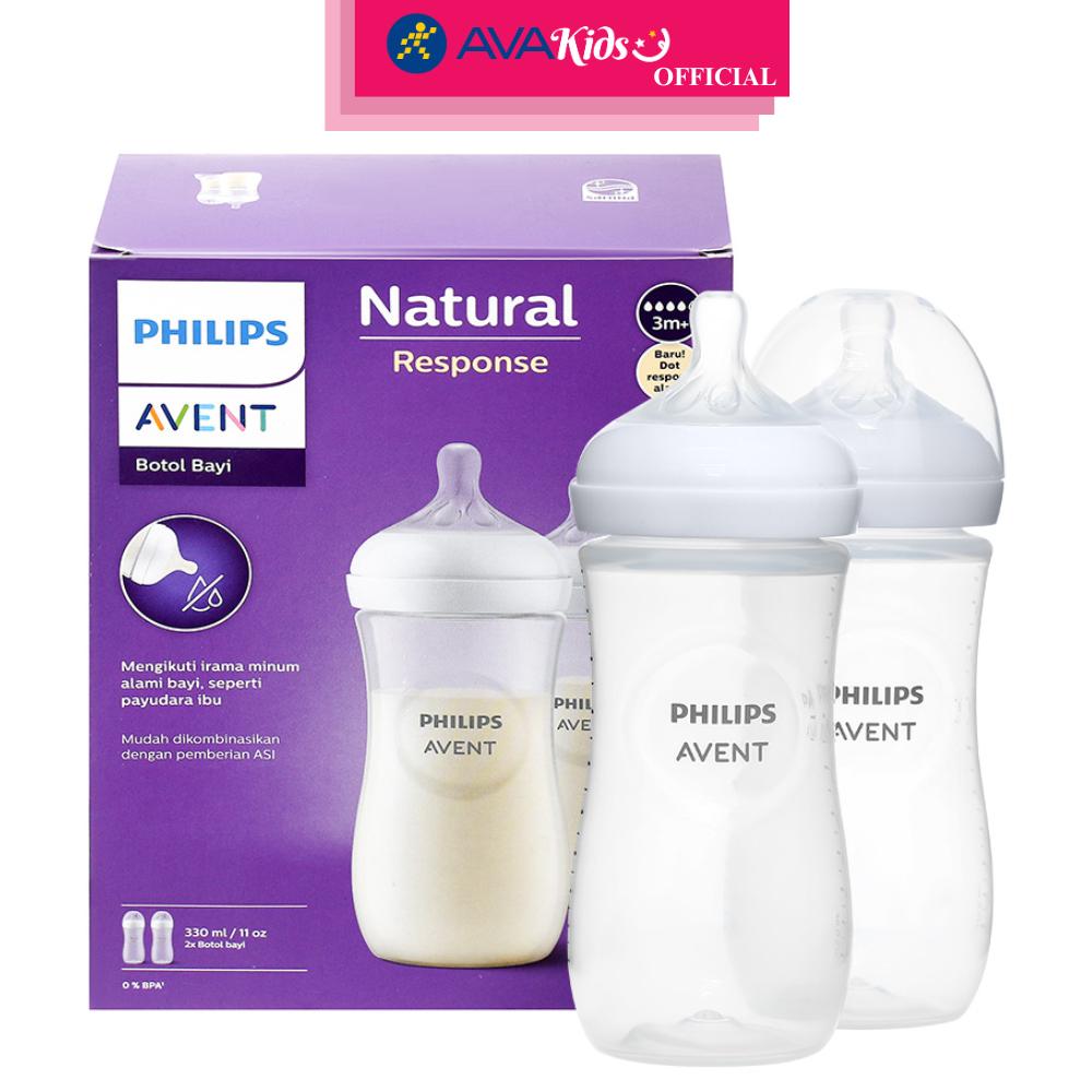 Combo 2 bình sữa nhựa PP Philips Avent SCY906/02 cổ rộng 330 ml (3 - 6 tháng) - Hàng Chính Hãng