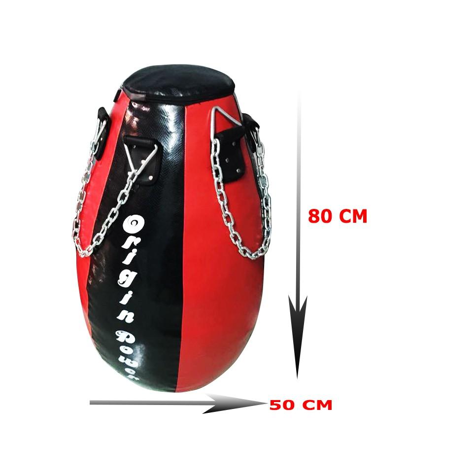 Võ Bao cát boxing chưa nhồi ruột hình quả lê cao cấp cao 80cm dk 45cm tặng kèm đai xích 8ly