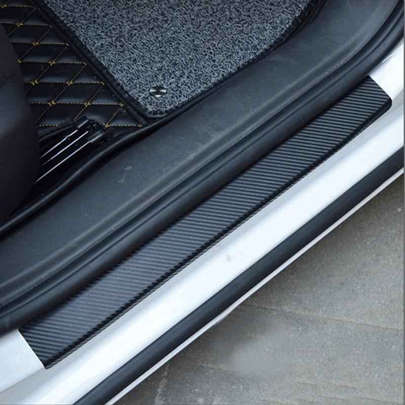 Bộ 4 Miếng Dán Bảo Vệ Chống Trầy Xước Cửa Xe Hơi 3D Bằng Sợi Carbon Kèm Lưỡi Gạt