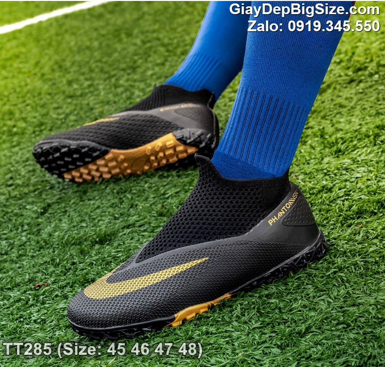 Giày đá bóng không cột dây sân nhân tạo cỡ lớn 45 46 47 48 cho nam cao to chân ú bè. Big size soccer shoes for wide feet