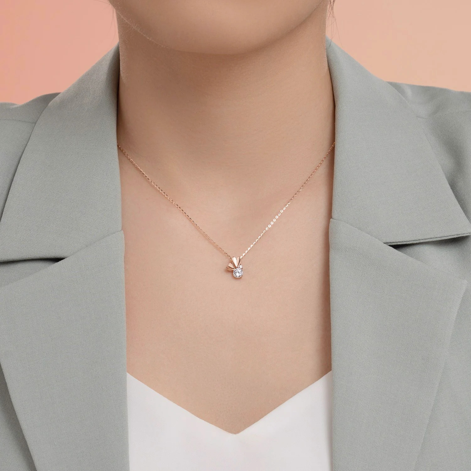 Dây Chuyền Vàng Tây 14k Wings Of Love DCMAMD616 Huy Thanh Jewelry