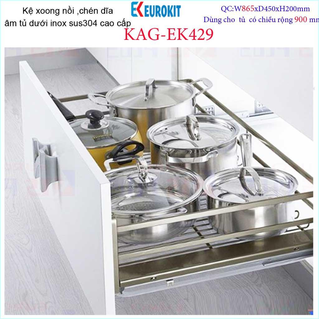 Kệ chén bát xoong nồi Euro âm tủ bếp inox 304, Kệ đa năng ray kéo tủ bếp dưới 60cm,-70cm-80cm-90cm, khuyến mãi phí lắp