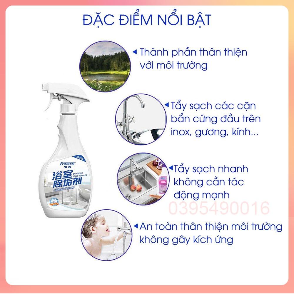 Chai xịt đa năng Fansen 500ml tẩy canxi vôi rửa vết ố vòi sen, nhà bếp nhà tắm, tẩy vết ố màu trên gạch hoa