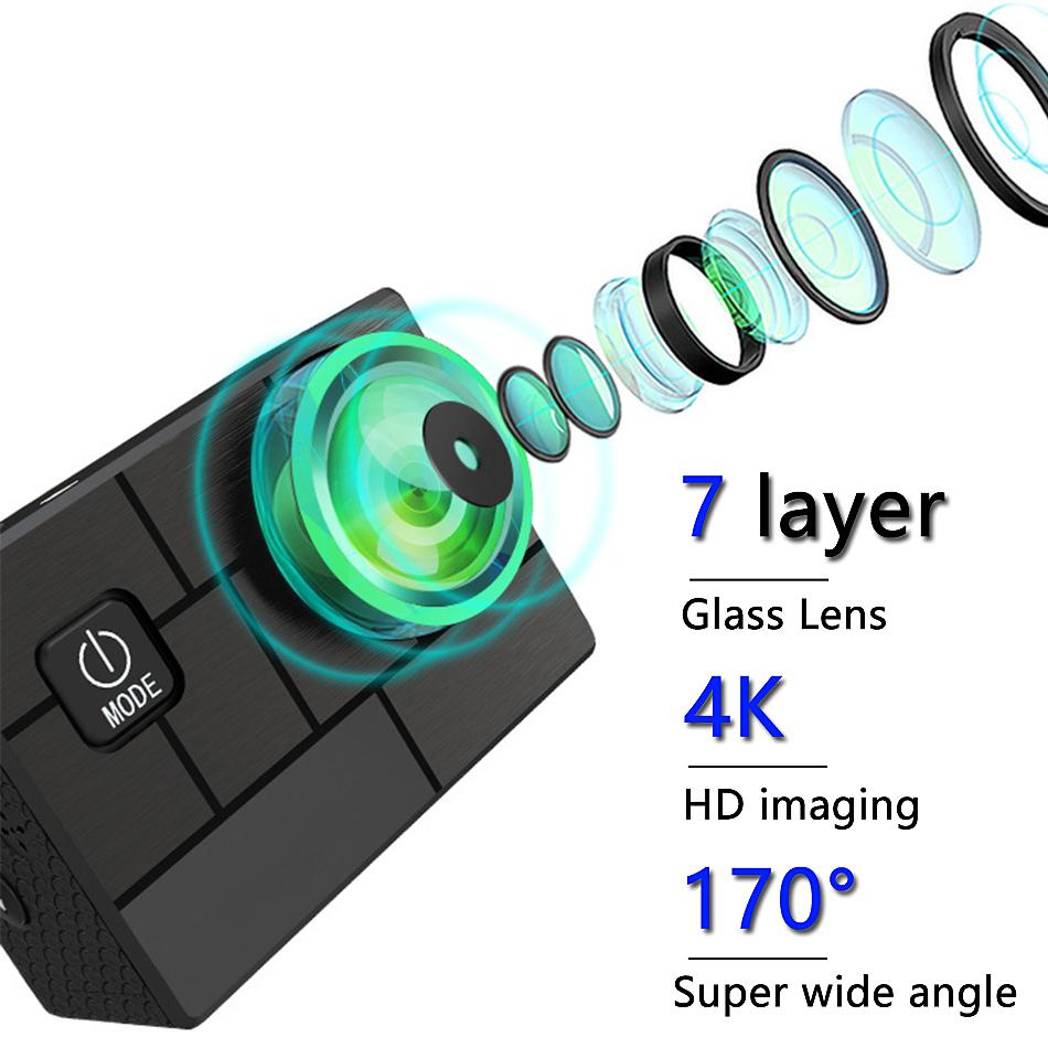 Camera hành động Ultra HD 4K 60fps WiFi 2.0 inch 170d dưới nước không thấm nước Máy ảnh Video Ghi máy Sport Sport Cam điều khiển điều khiển từ xa